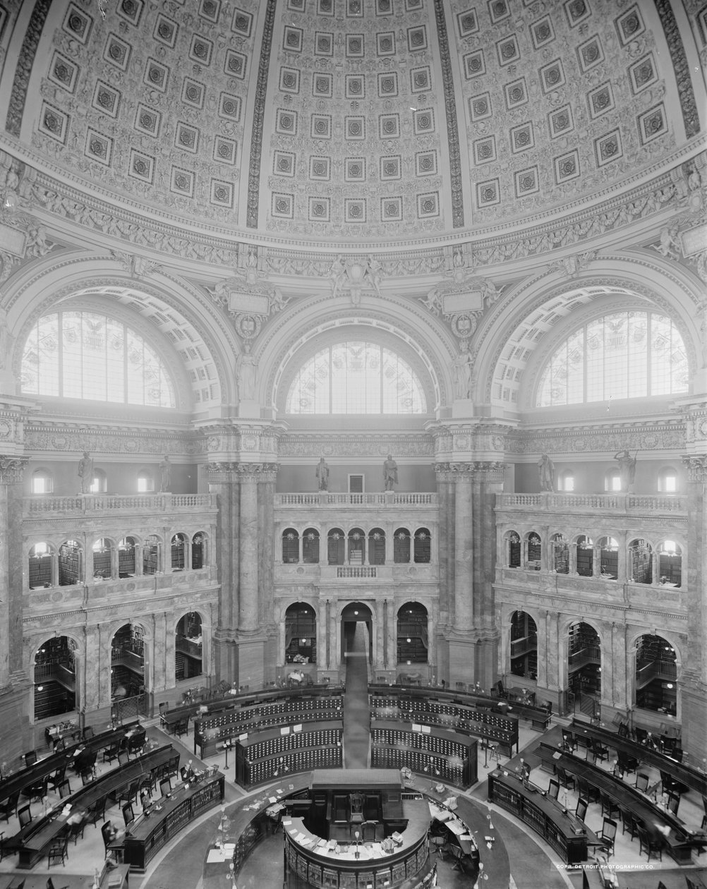Okuma Odası rotunda, Kongre Kütüphanesi, Washington, D.C., c.1904 by Detroit Publishing Co.