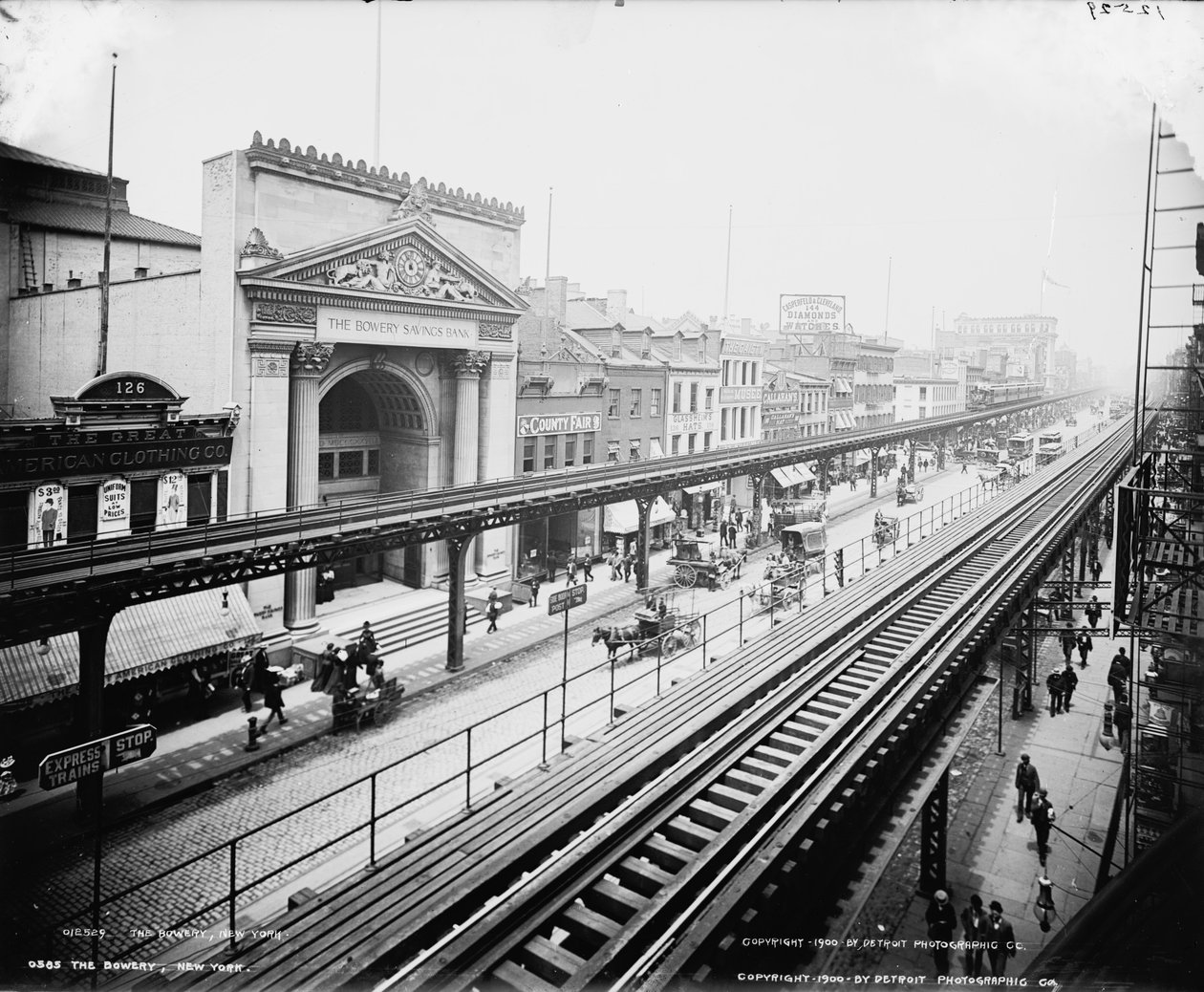 Bowery, New York, 1900 dolayları by Detroit Publishing Co.