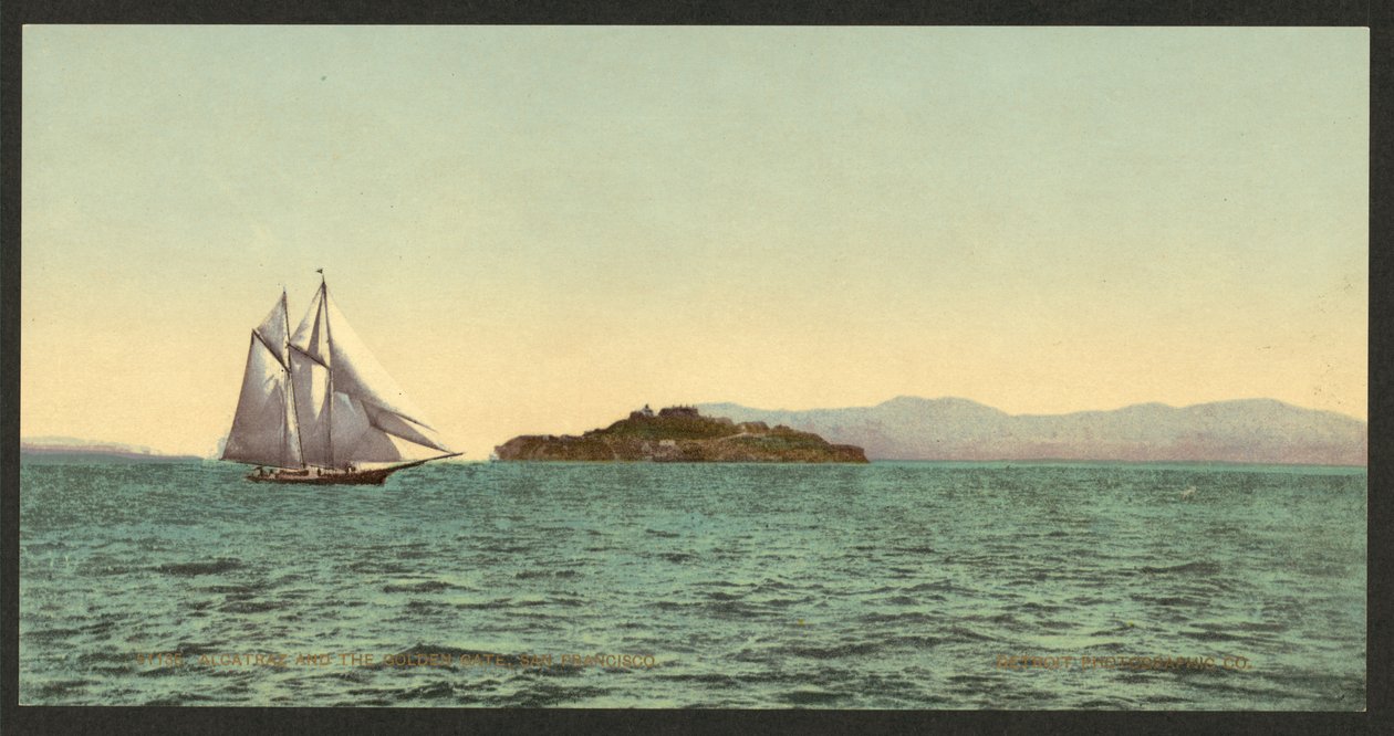 Alcatraz ve Golden Gate, San Francisco by Detroit Photographic Co.