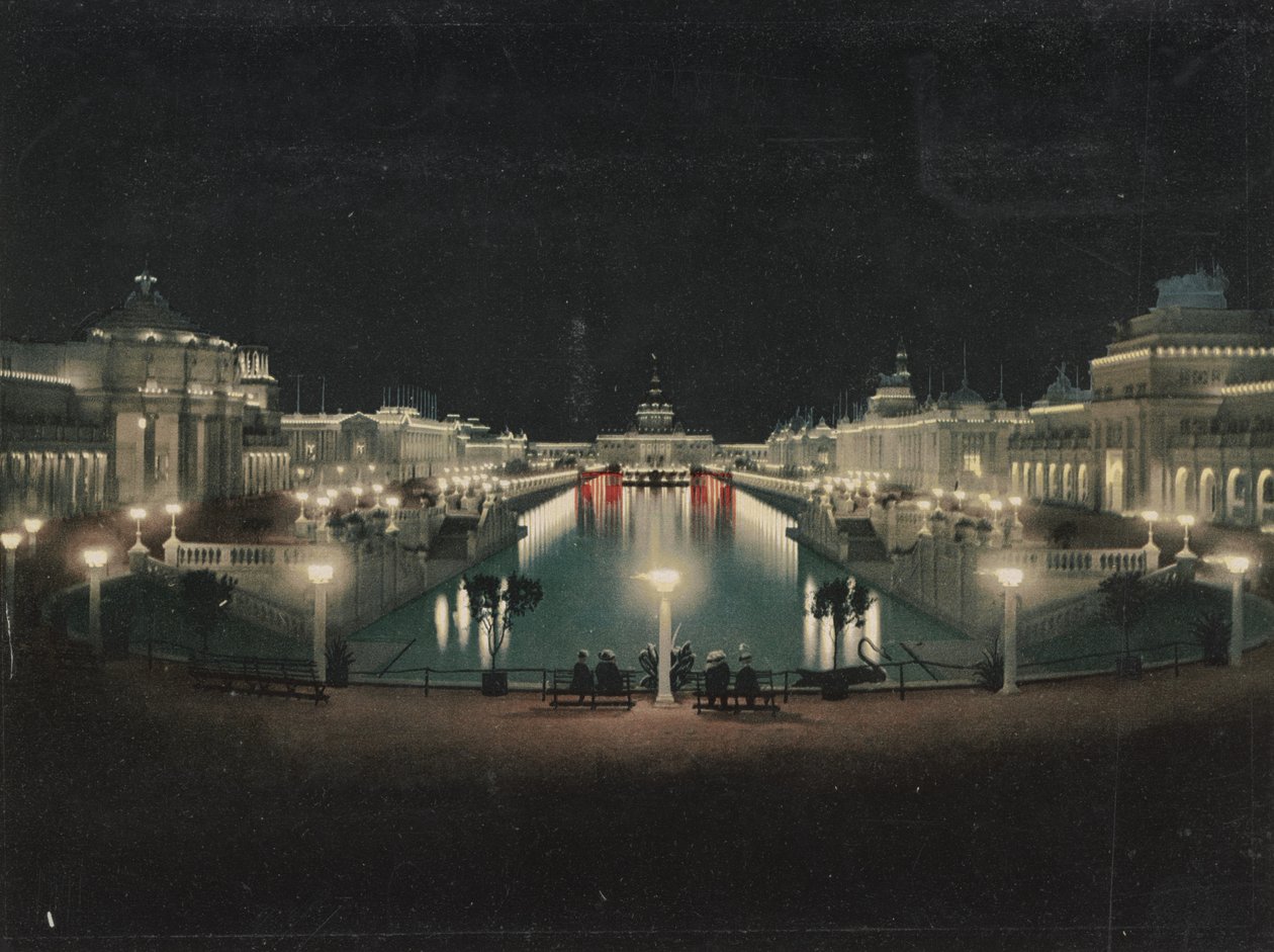 Grand Court ışıklı, Trans-Mississippi Sergisi, 1898 by Detroit Photographic Co.