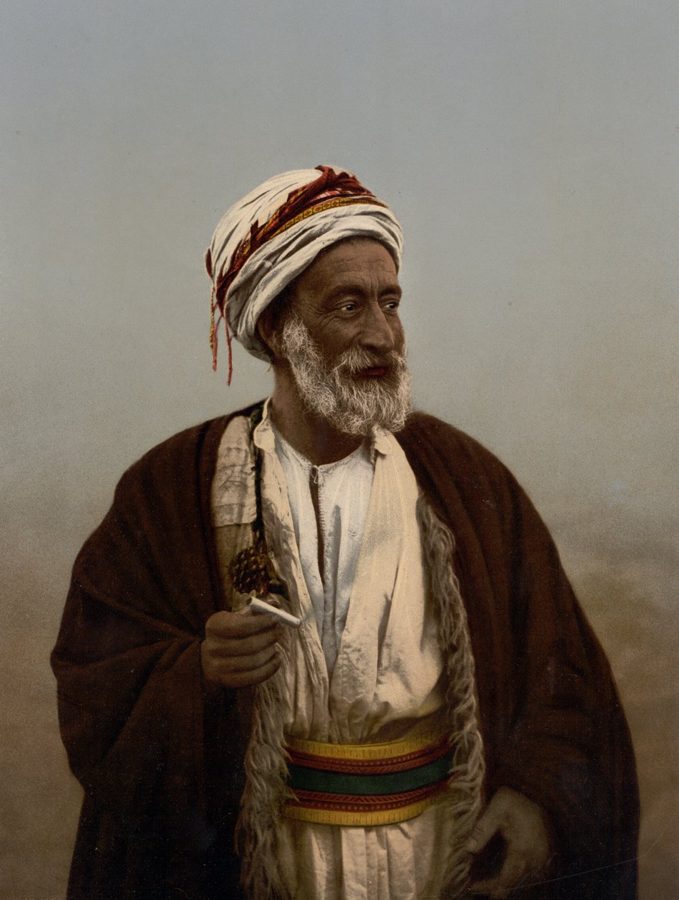 Bir Filistin köyünün Şeyhi, Kutsal Topraklar, c.1890-c.1900 (fotokrom baskı) by Detroit Photographic Co.