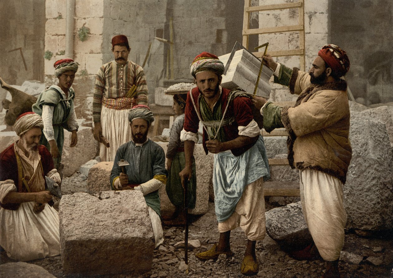Stonecutters, Kudüs, c.1890-c.1900 (fotokrom baskı) by Detroit Photographic Co.