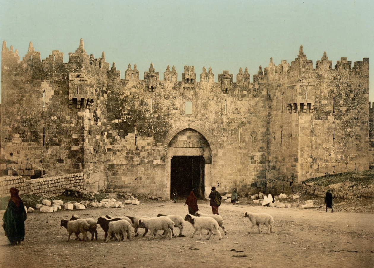 Şam Kapısı, Kudüs, Kutsal Topraklar, c.1890-c.1900 (fotokrom baskı) by Detroit Photographic Co.