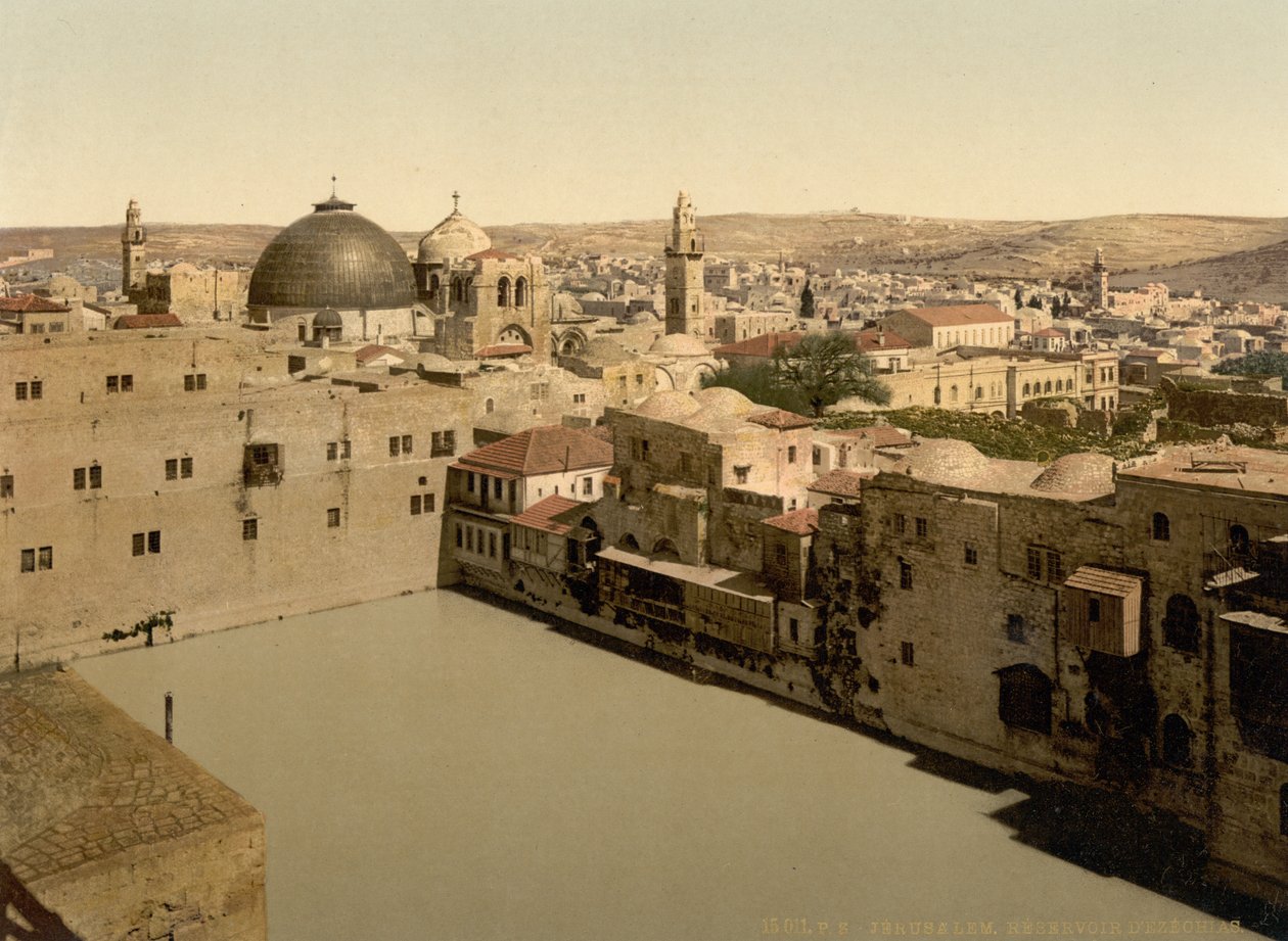 Hezekiah Havuzu, Kudüs, Kutsal Topraklar, c.1890-c.1900 (fotokrom baskı) by Detroit Photographic Co.