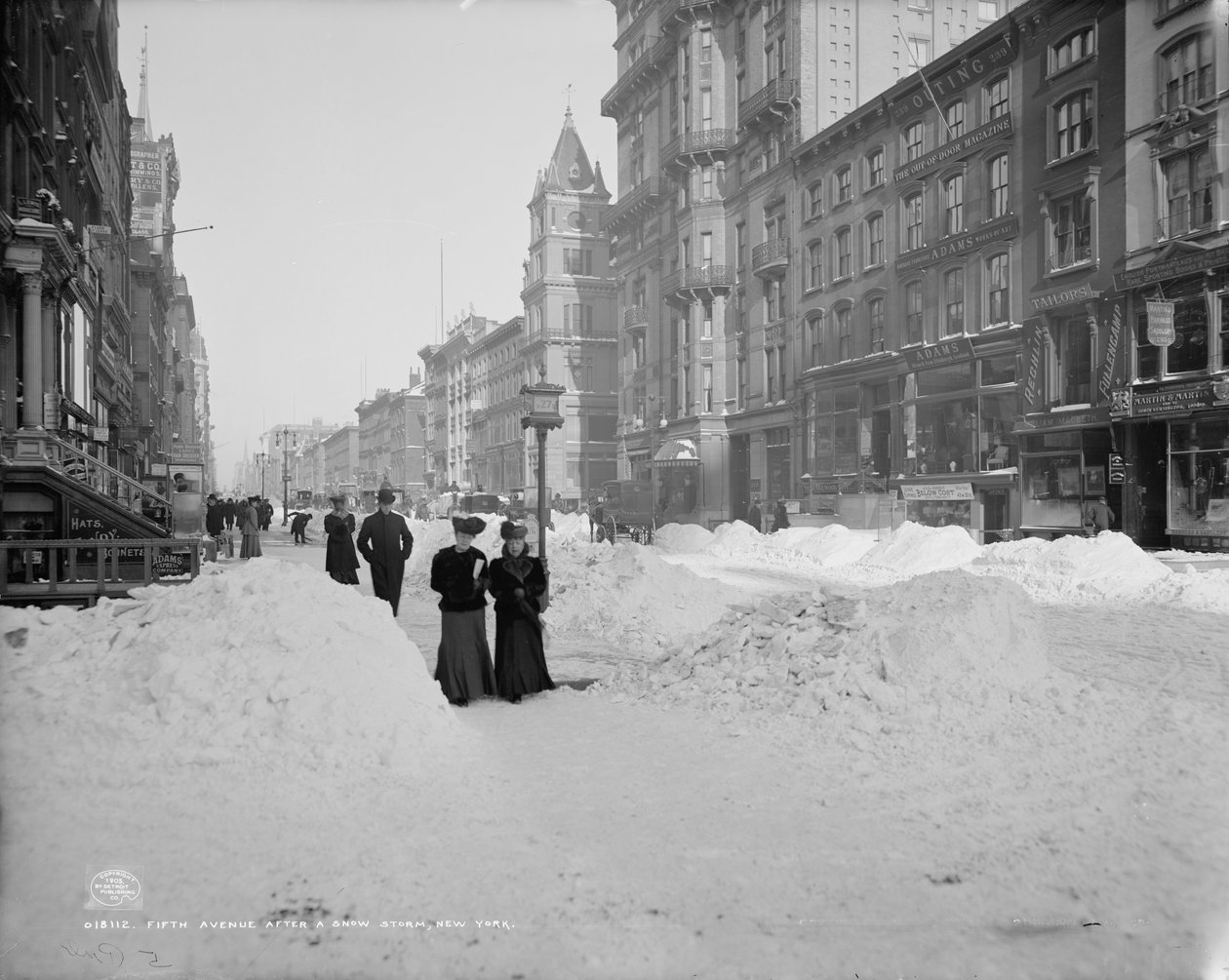 Fifth Avenue, bir kar fırtınasından sonra, New York, 1905 dolayları (s/b fotoğraf) by Detroit Publishing Co.