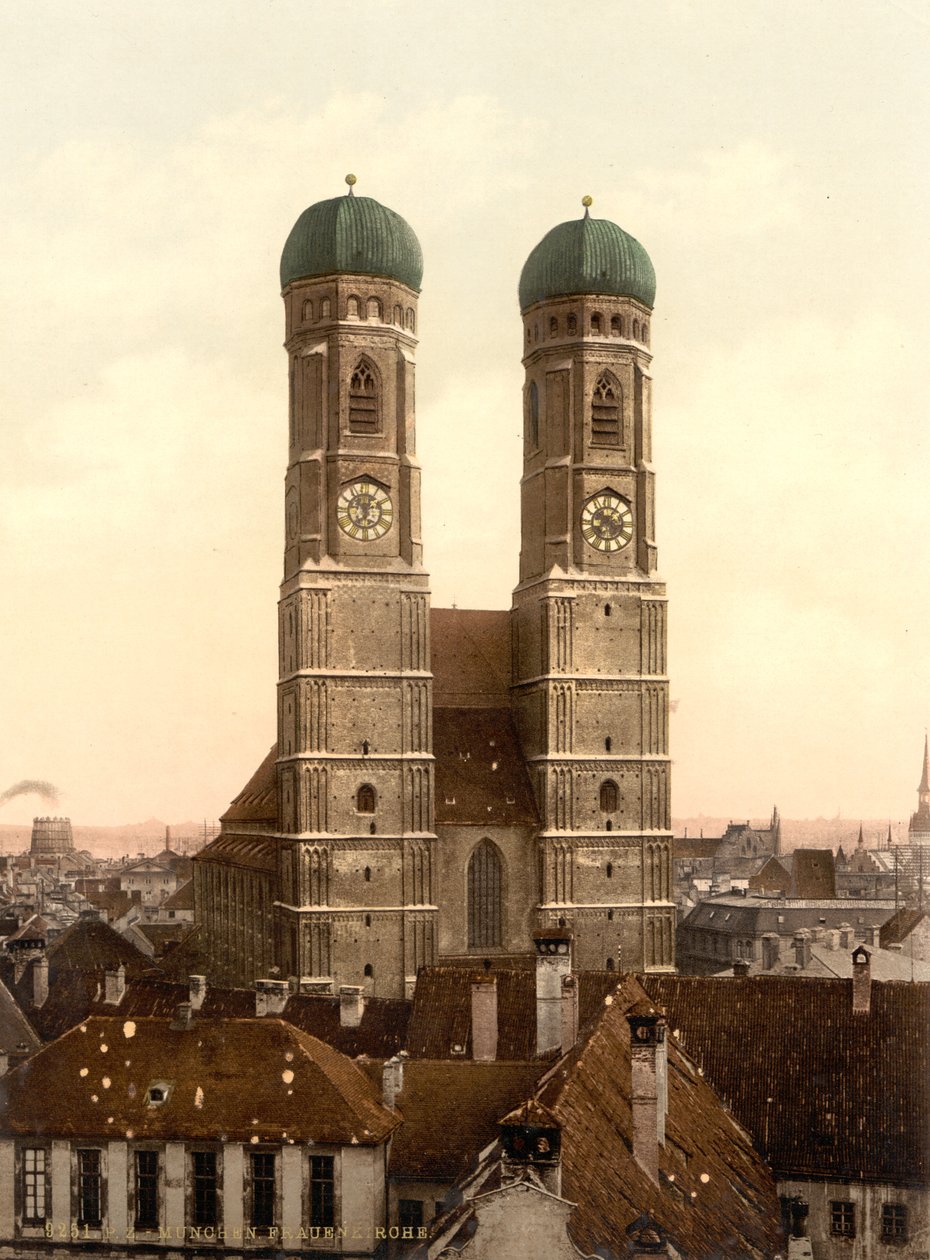 Frauenkirche, Münih, Bavyera, Almanya, Fotokrom Baskı, c.1900 by Detroit Publishing Co.