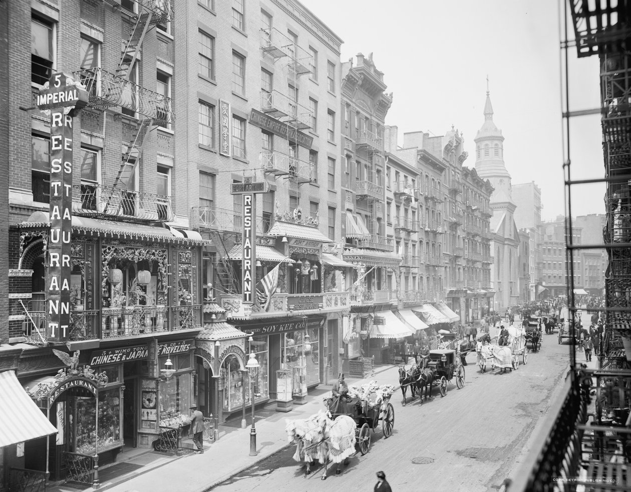 Mott Street, Chinatown, New York, 1905 dolayları (s/b fotoğraf) by Detroit Publishing Co.