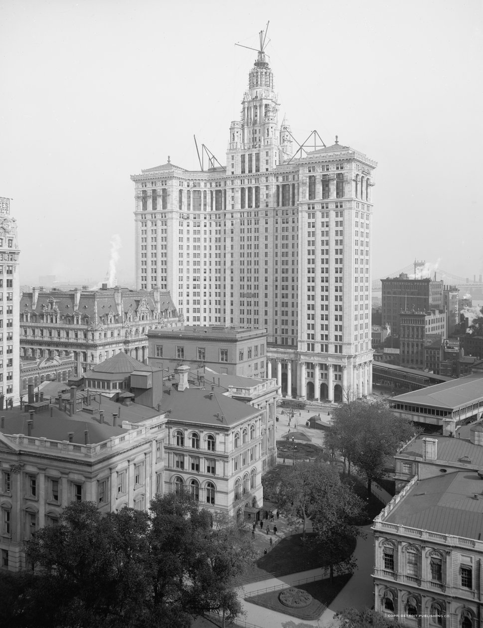 Yeni Belediye Binası, New York City, ABD, c.1914 (s/b fotoğraf) by Detroit Publishing Co.