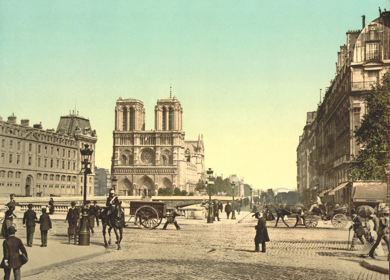 Notre Dame ve St. Michael Köprüsü, Paris, Fransa, c.1900 by Detroit Publishing Co.