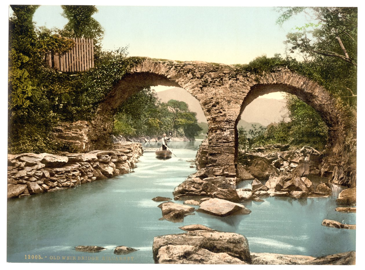 Eski Weir Köprüsü. Killarney, County Kerry, İrlanda, 1890-1900 dolayları (fotokrom) by Detroit Publishing Co.