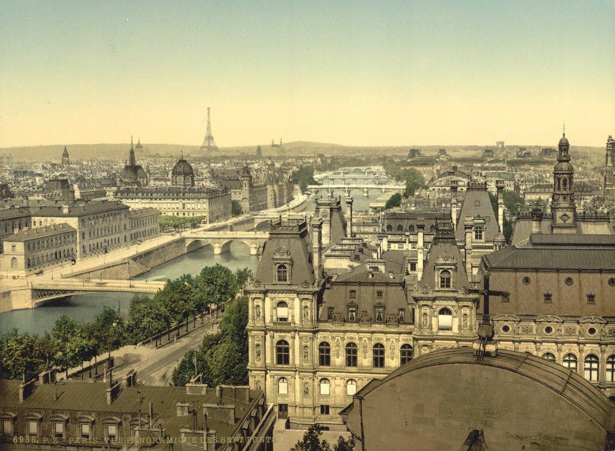 Yedi köprünün panoraması, Paris, 1890 dolayları by Detroit Publishing Co.
