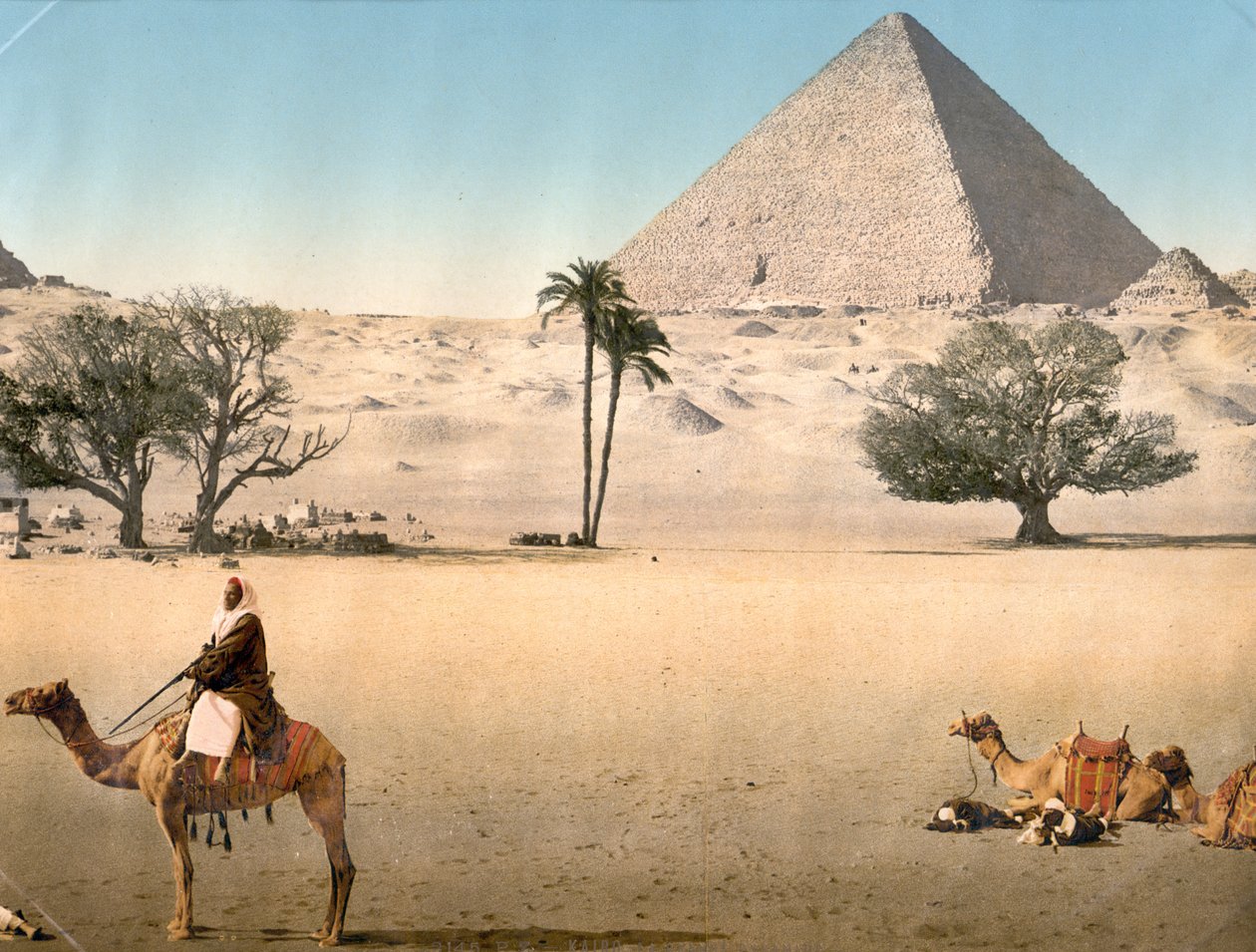 Büyük Giza Piramidi Yakınında Dinlenen Bedeviler, 1895 dolayları by Detroit Publishing Co.