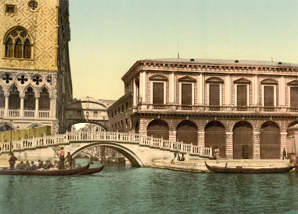 Arkasında Ahlar Köprüsü olan Hasır Köprü, Venedik, 1890-1900 by Detroit Publishing Co.