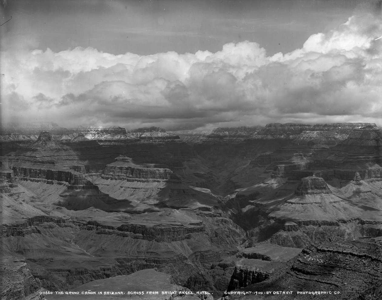 The Grand Canon in Arizona across from Bright Angel Hotel, c.1900  by Detroit Publishing Co.