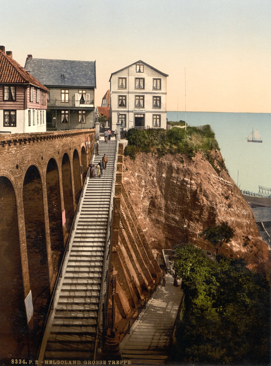 Büyük Merdiven, Helgoland, Almanya, Fotokrom Baskı, c.1900 by Detroit Publishing Co.
