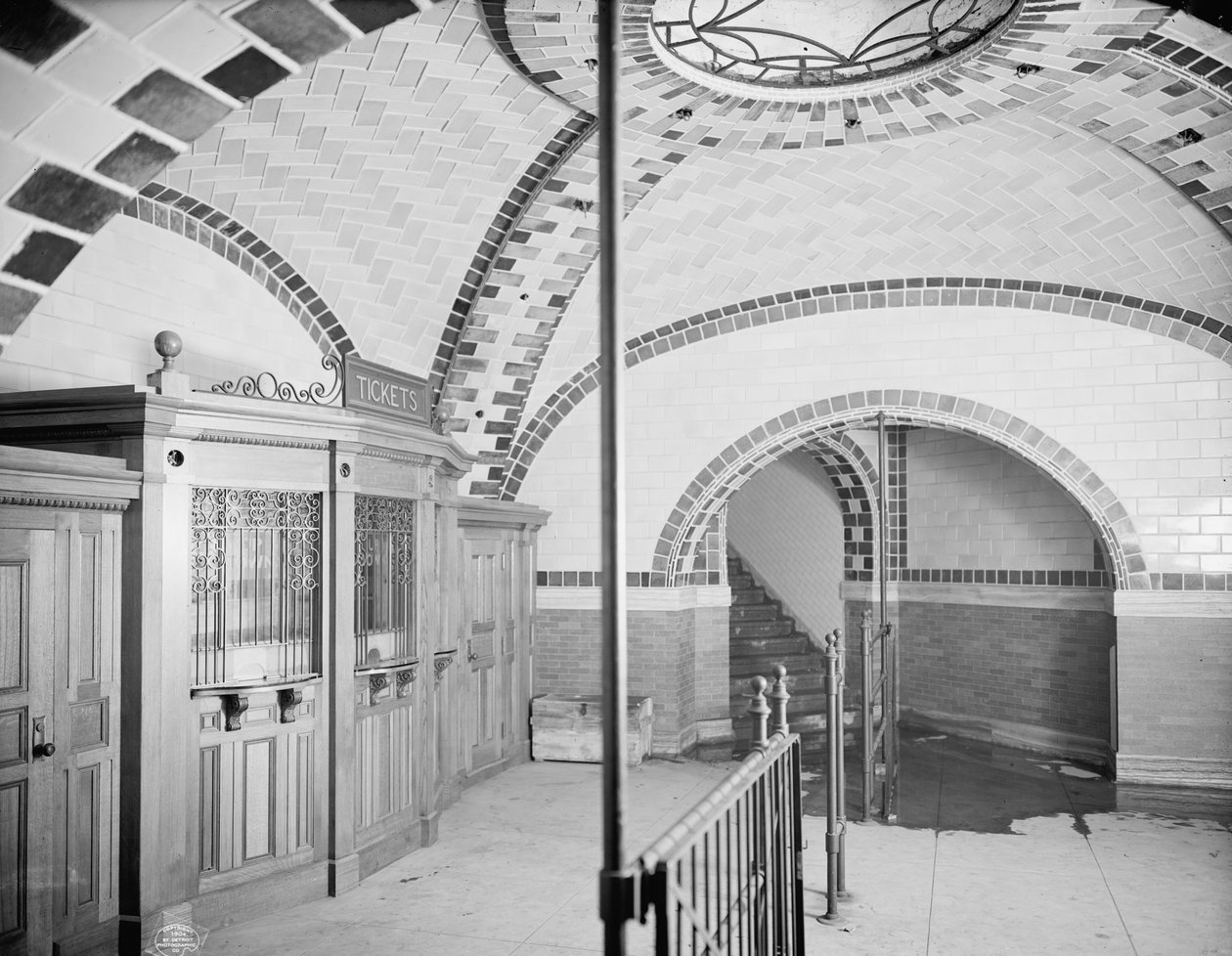 Bilet ofisi, City Hall metro istasyonu, New York, 1904 dolayları (s/b fotoğraf) by Detroit Publishing Co.