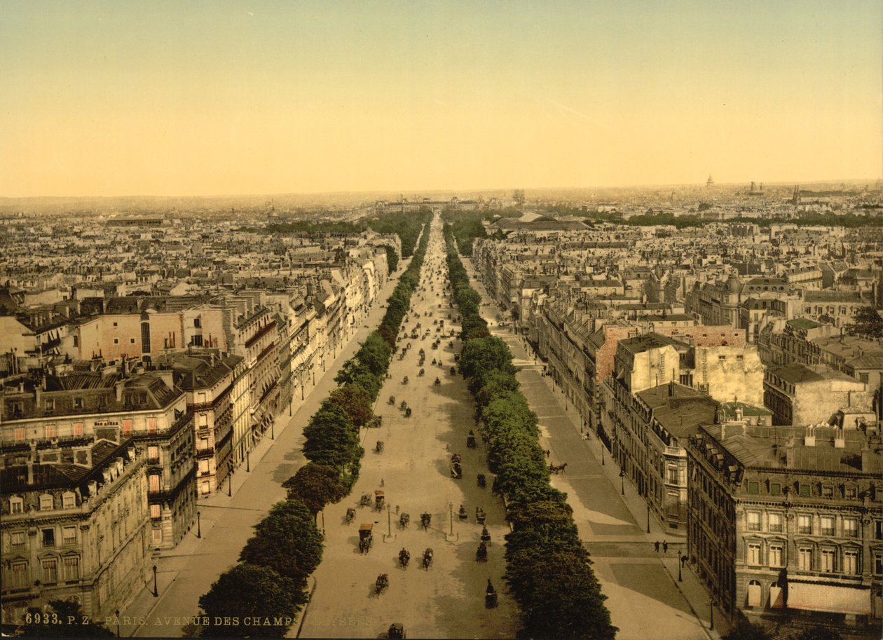 Avenue des Champs-Élysées, Paris, 1890-1900 dolayları (fotokrom) by Detroit Publishing Co.