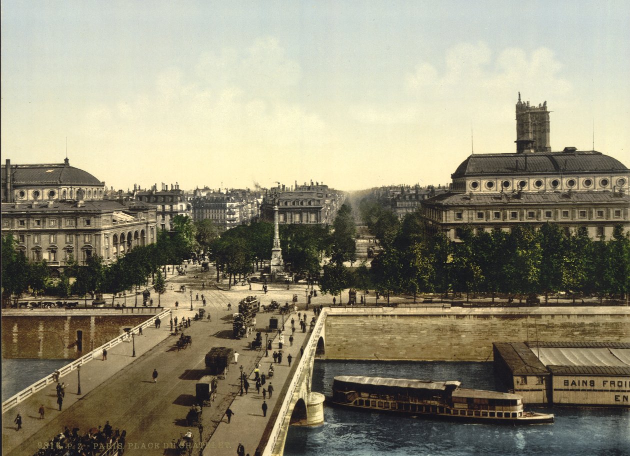 Place du Chatelet, Paris, c.1890-1900 (fotokrom) by Detroit Publishing Co.