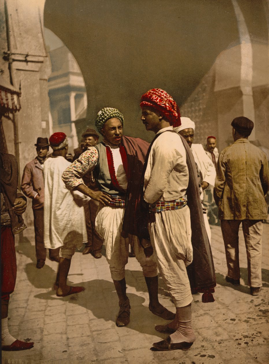 Tunus'ta türbanlı adamlar, 1899 dolayları (fotokrom) by Detroit Publishing Co.