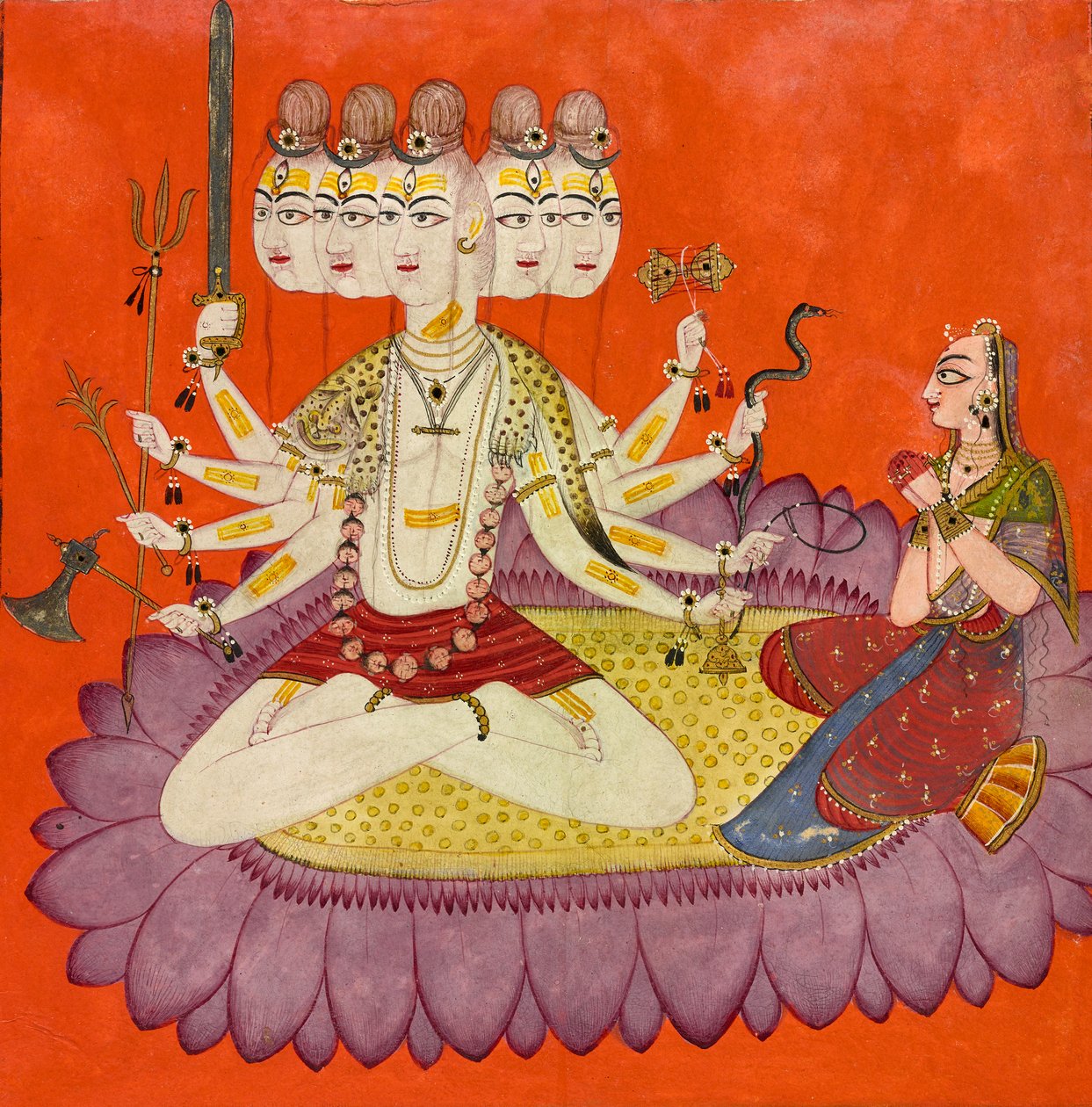 Parvati tarafından tapılan Sadashiva by Devidasa