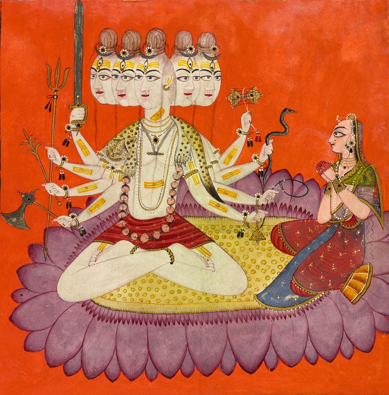Parvati tarafından tapılan Sadashiva, M.Ö. 1690. by Devidasa