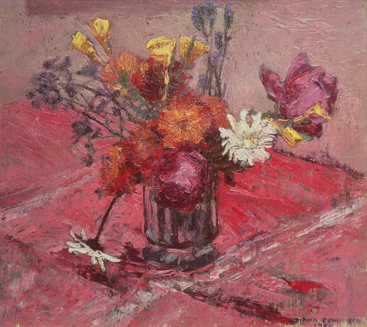 Çiçekli Vazoda Natürmort, 1983 by Diana Schofield