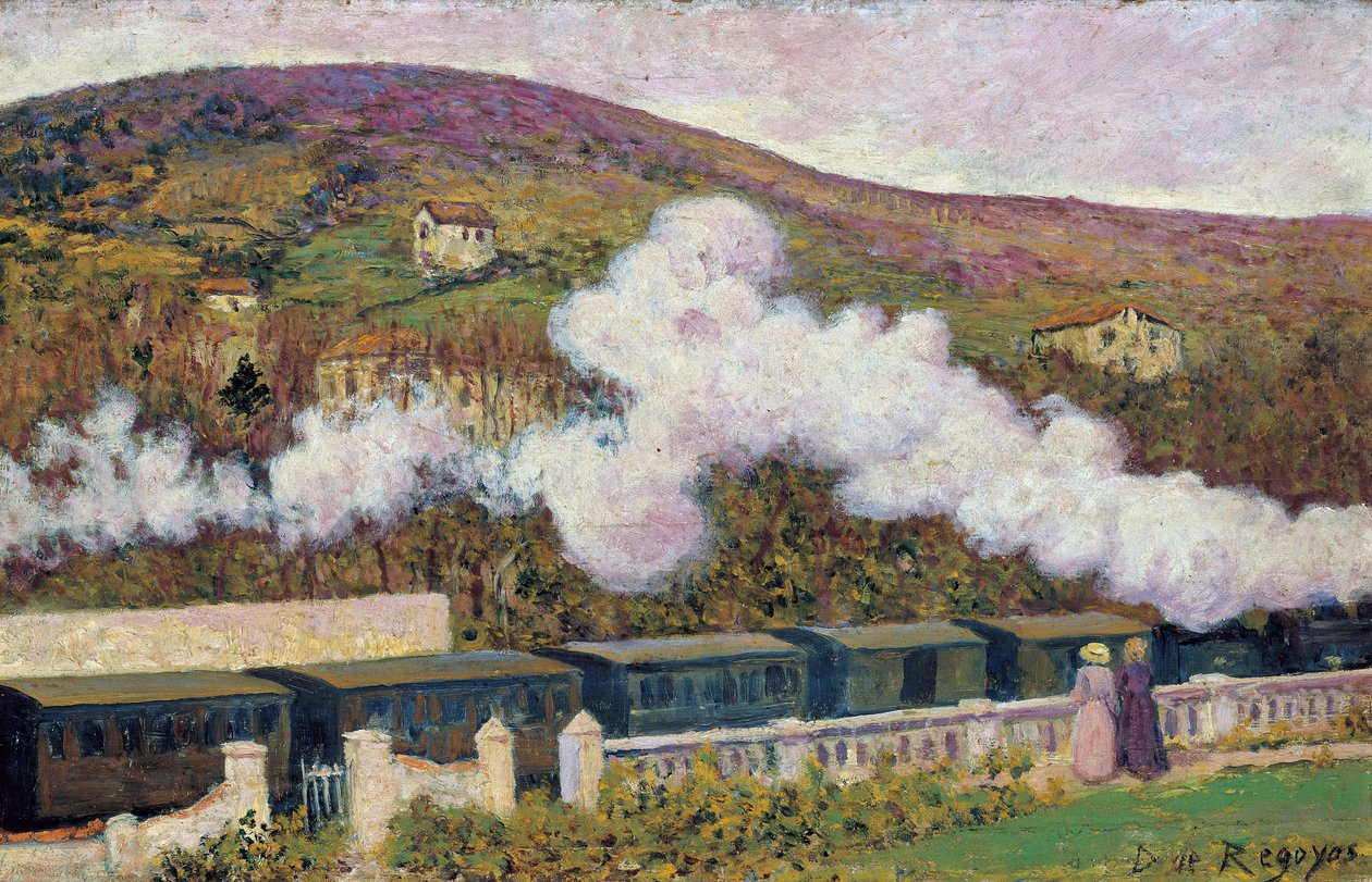Trenin Geçişi - Regoyos y Valdes, Dario de (1857-1913) - 1902 - Ahşap üzerine yağlı boya - 35x55 - Museo Carmen Thyssen, Malaga by Diario or Dario de Regoyos y Valdes