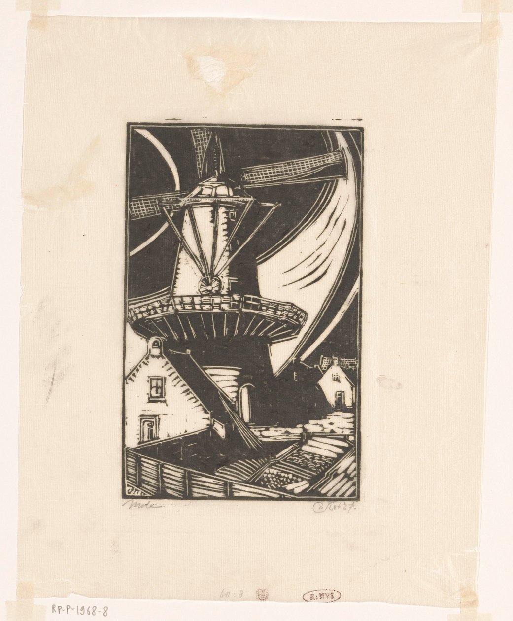 Molen (nesne üzerindeki orijinal başlık) by Dick Ket (signed by artist)