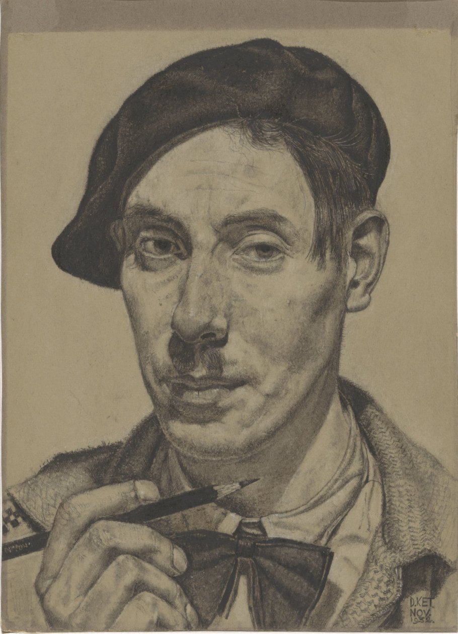 Elinde kalemle kendi kendine portre by Dick Ket (signed by artist)
