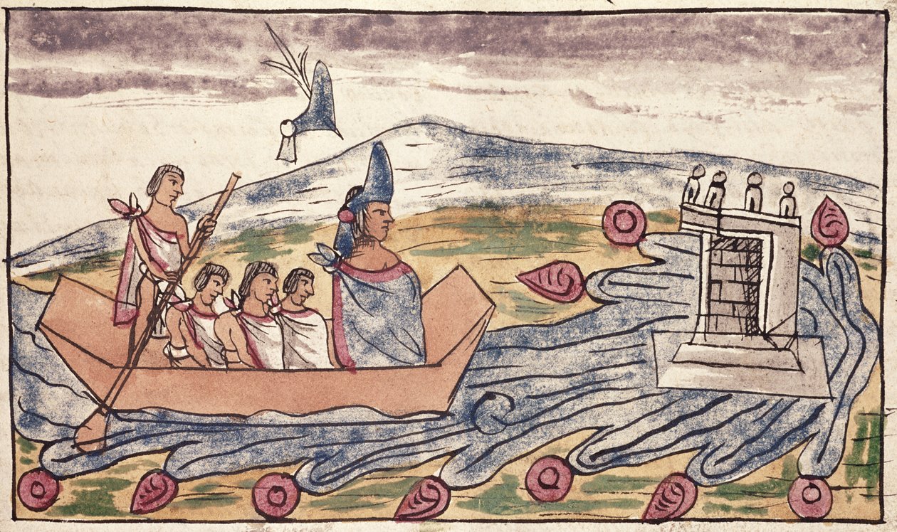 fol. 192v Montezuma II (1466-1520), İspanyolların inişini duyduktan sonra hızla ayrılıyor, 1579 by Diego Duran