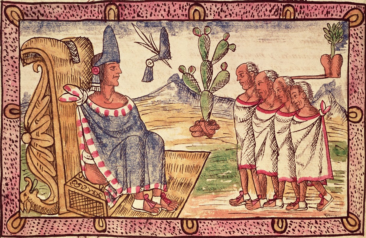 Fol.156v Montezuma II (1466-1520) ve İspanyol fatihlerine elçileri, 1579 by Diego Duran