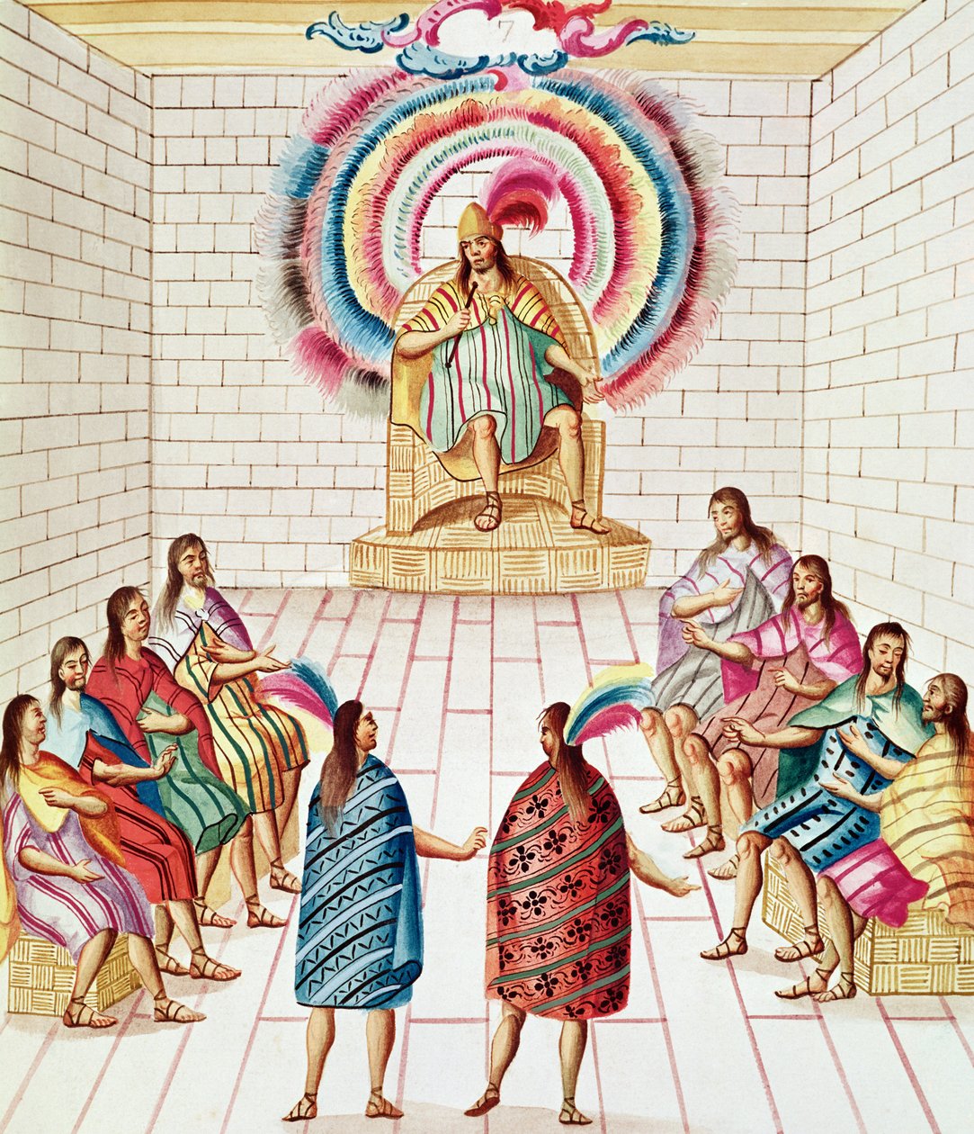 Cilt 3 fol.7, Montezuma II ve Konseyi, 