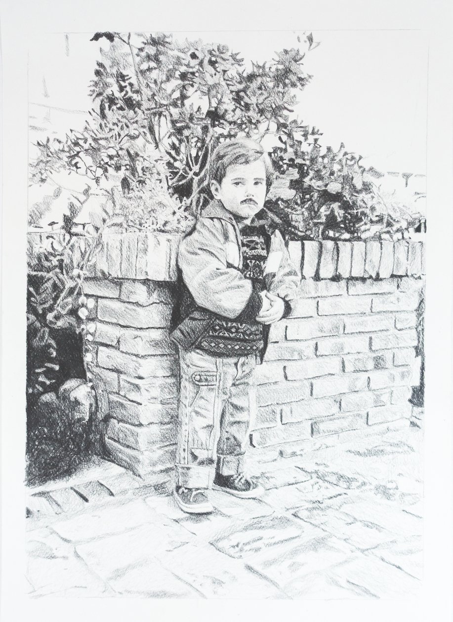 Ceketli Dieguito, 2020 (kağıt üzerine kurşun kalem) by Diego Beyro