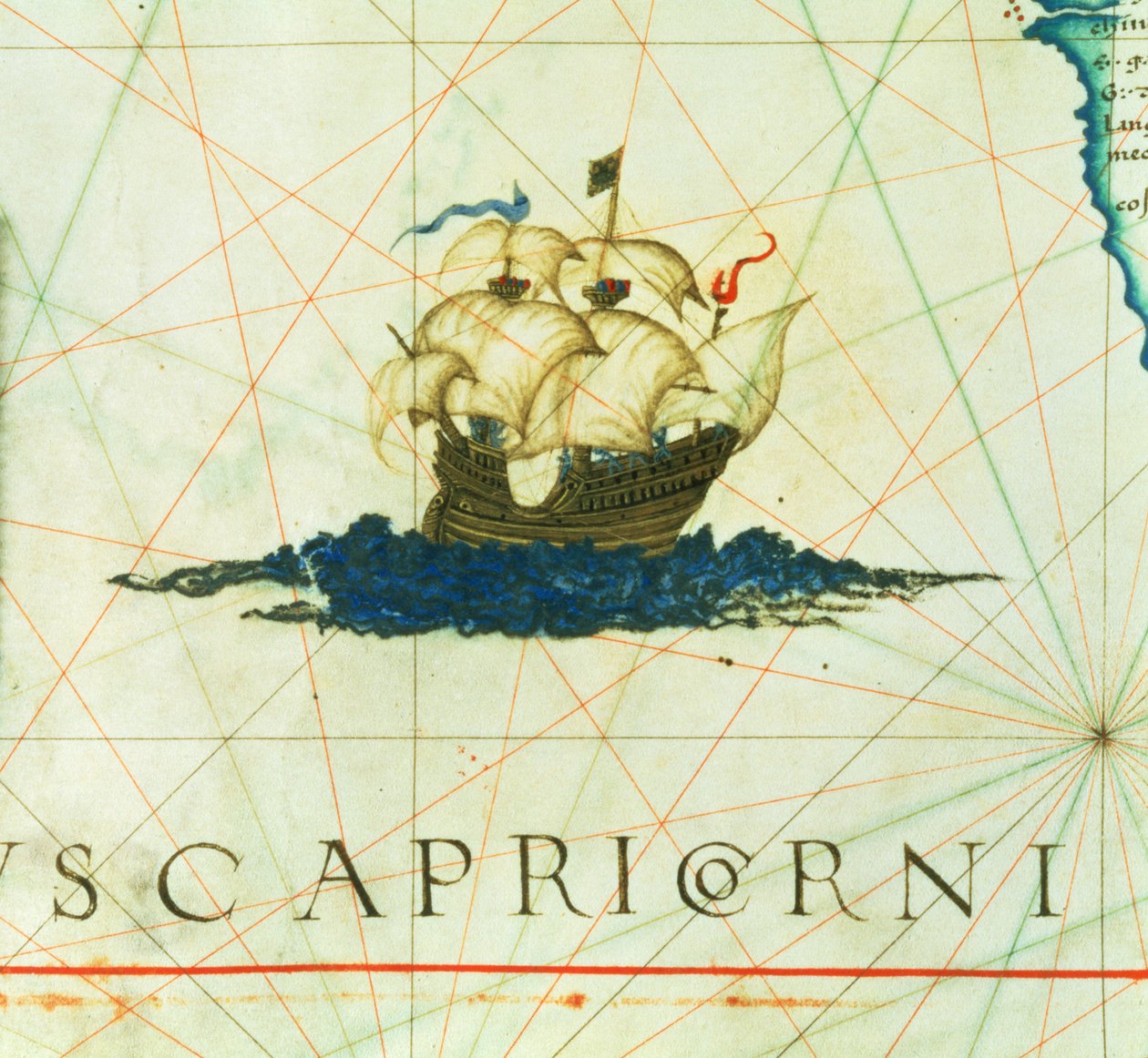 Tam yelkenle 5415A f.11 Galleon ekleyin, "Opus Geographicum"dan detay by Diego Homem