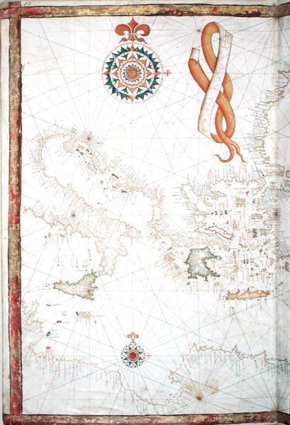 İtalya, Yunanistan ve Kiklad Adaları, bir dünya atlasından detay, 1565 by Diego Homem
