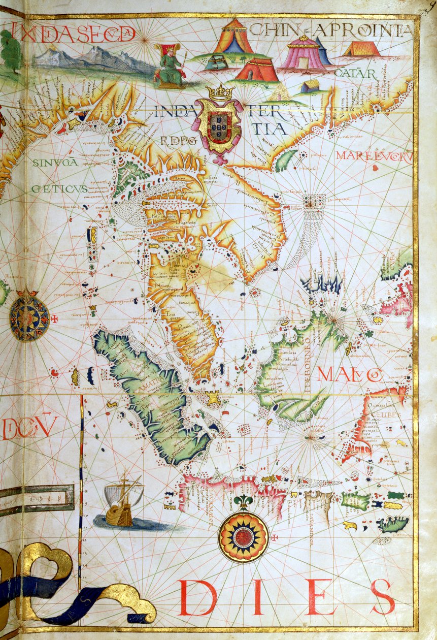 Anakara Güneydoğu Asya, bir dünya atlasından detay, 1565 by Diego Homem