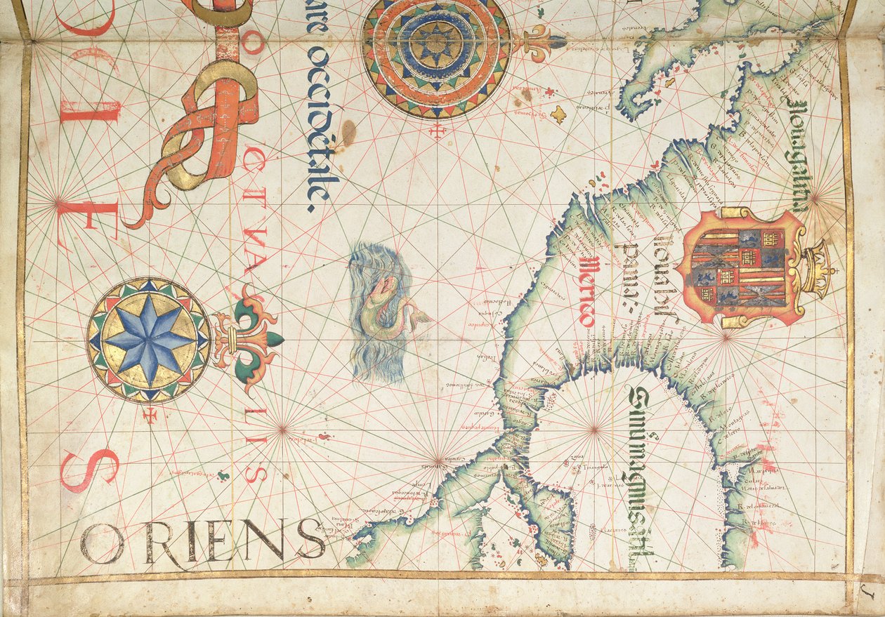 Meksika ve Orta Amerika, bir dünya atlasından detay, 1565 by Diego Homem