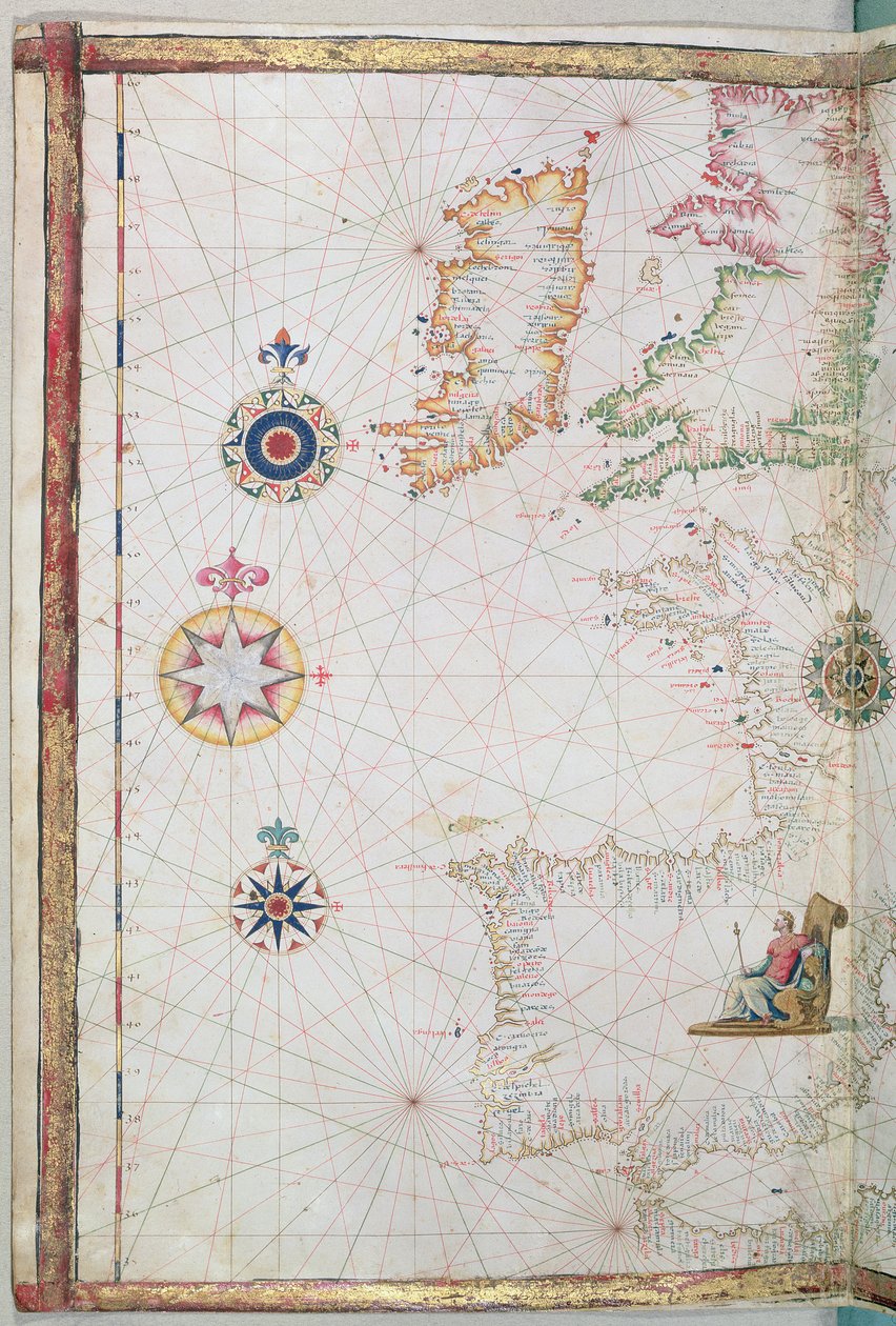 Britanya Adaları ve İberya, bir dünya atlasından detay, 1565 by Diego Homem