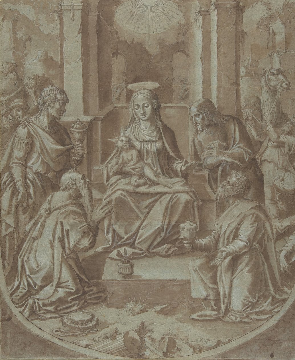 Bir Nakış için Magi Karikatürünün Hayranlığı, 1587-89. by Diego Lopez de Escuriaz.
