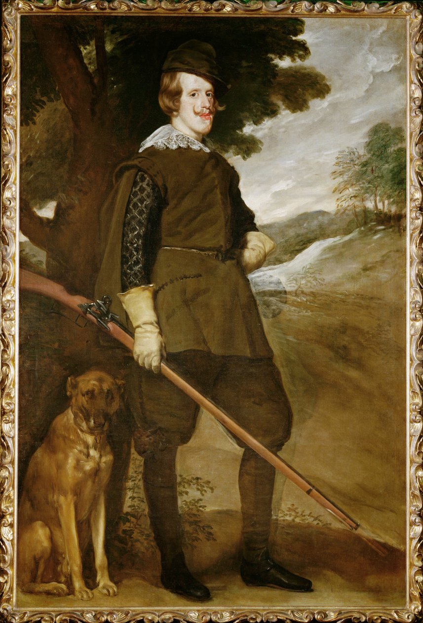 Felipe IV, İspanya Kralı, av köpeği ile (tuval üzerine tablo) by Diego Rodriguez de Silva y Velazquez