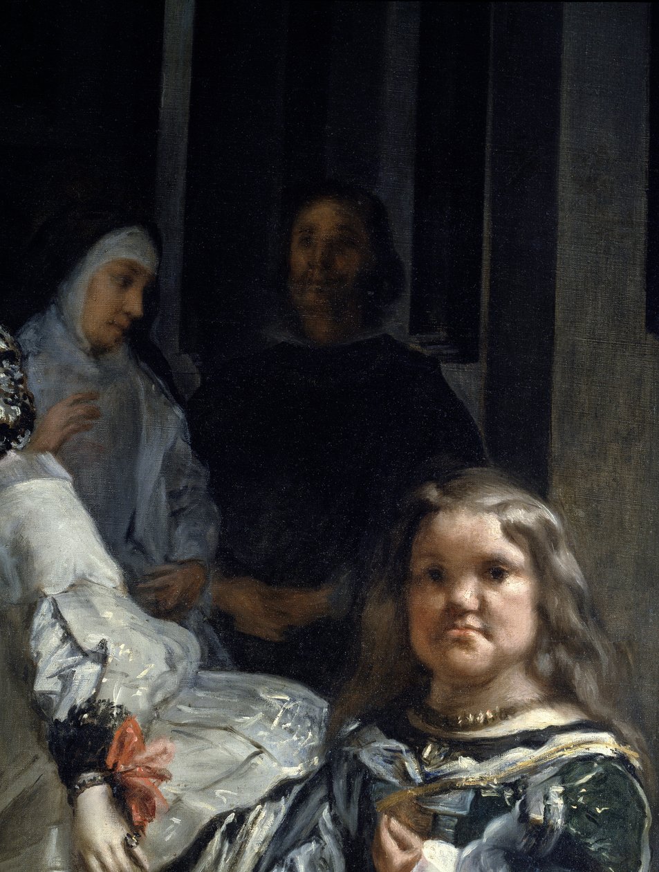 Las Meninas. Detay: rahibe ve cüce by Diego Rodriguez de Silva y Velazquez