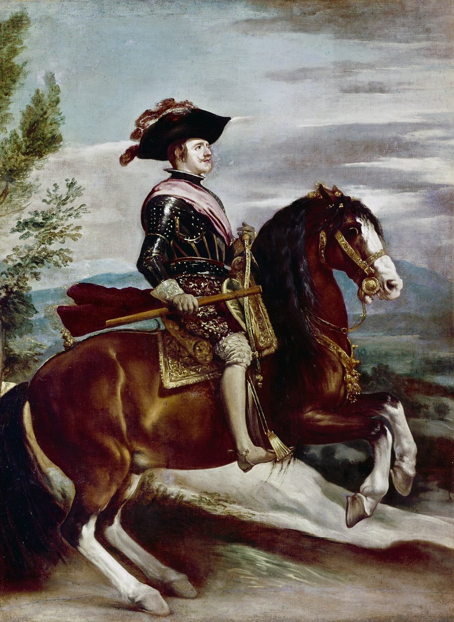 Philip IV'ün At Sırtında Portresi Portresi, c.1635 (tuval üzerine yağlı boya) by Diego Rodriguez de Silva y Velazquez