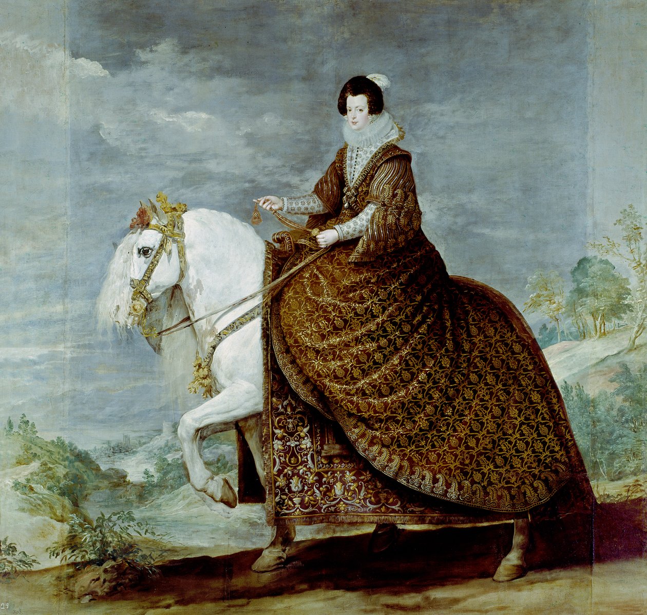 Bourbon Kraliçesi Isabella'nın at sırtında portresi by Diego Rodriguez de Silva y Velazquez