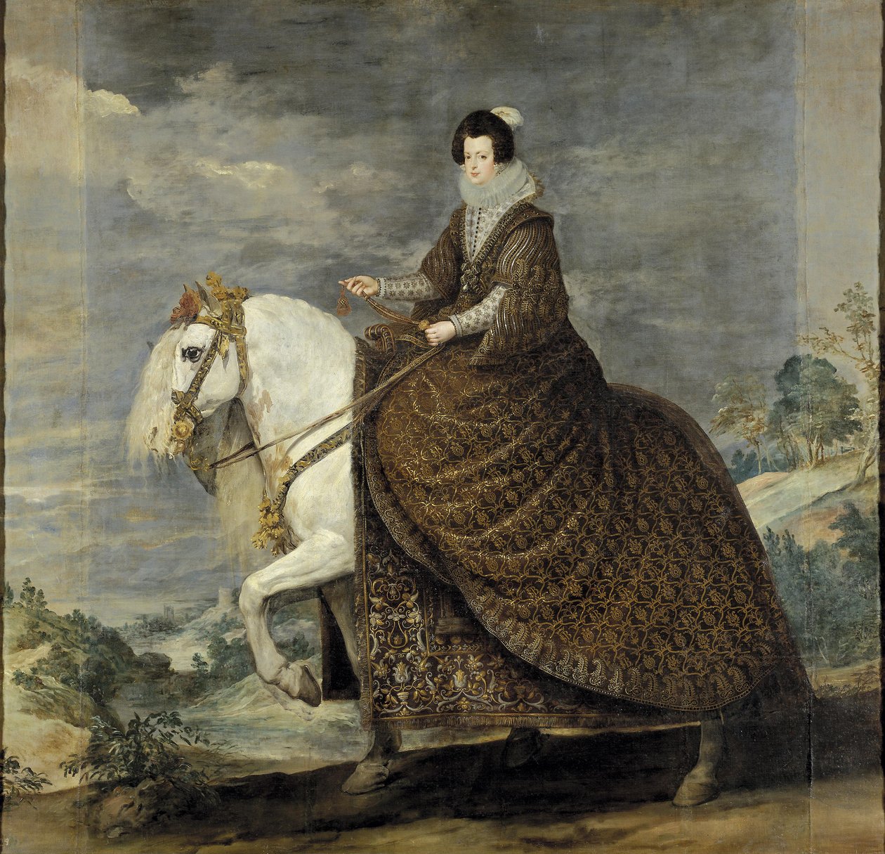 Bourbon Kraliçesi Elizabeth at sırtında by Diego Velázquez