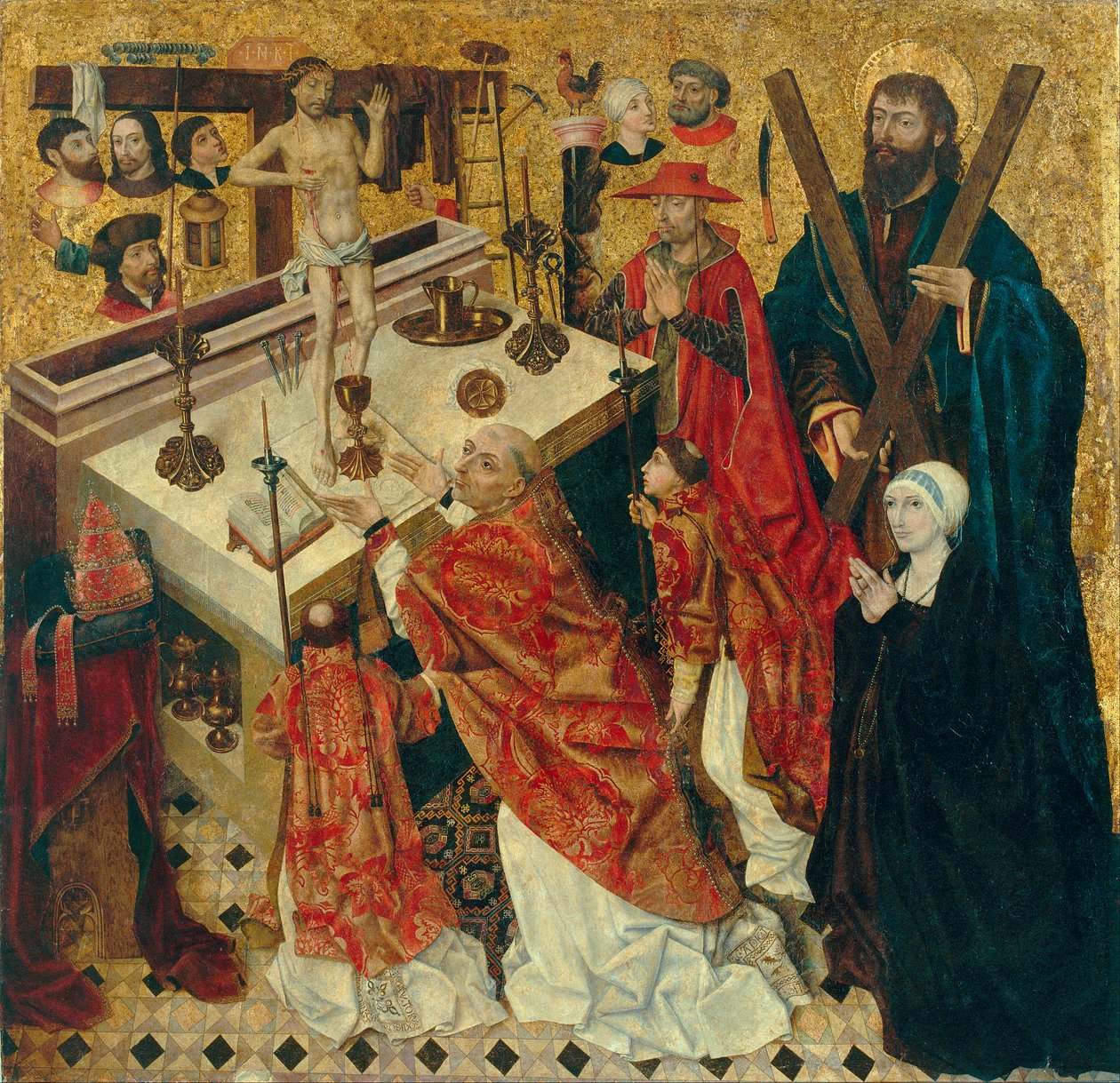Messe de saint Gregoire - Büyük Aziz Gregory Ayini - Diego de la Cruz tarafından yapılan resim (aktif 1482-1500) - 1480