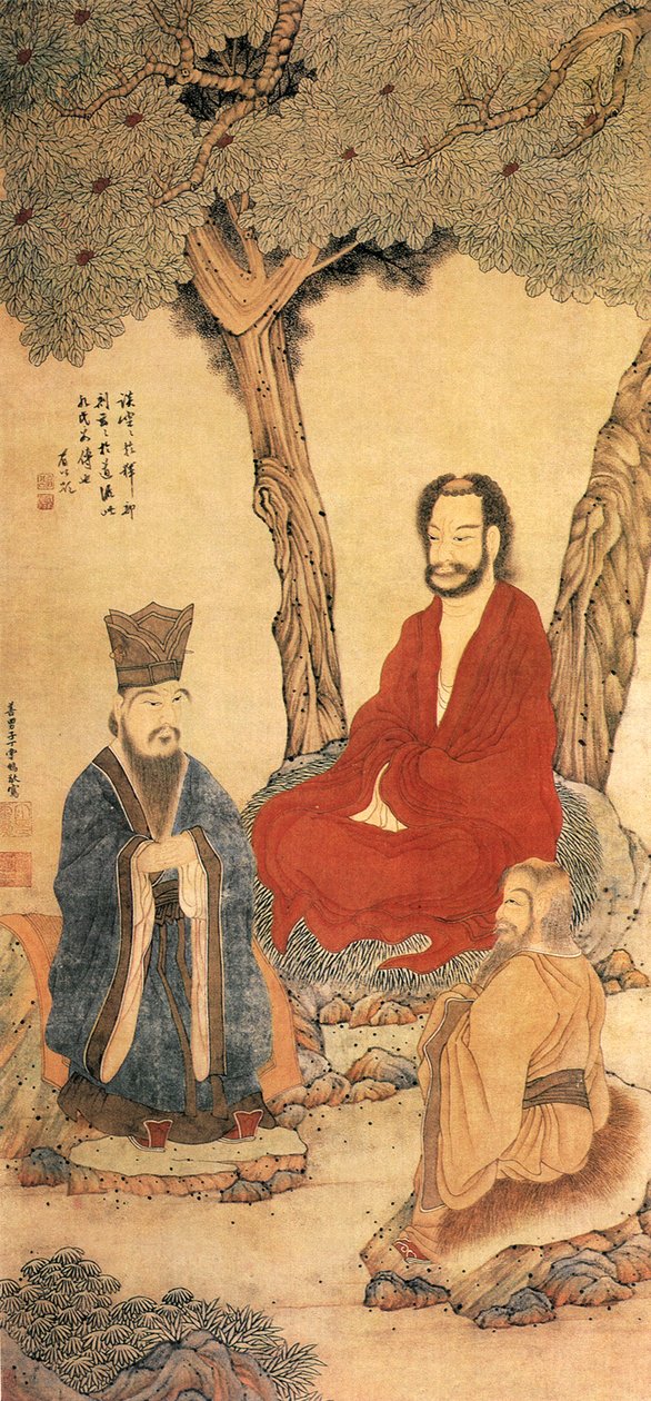 Konfüçyüs ve Lao Tseu, Ming Hanedanlığı (kağıt üzerinde mürekkep ve renk) by Ding Yunpeng