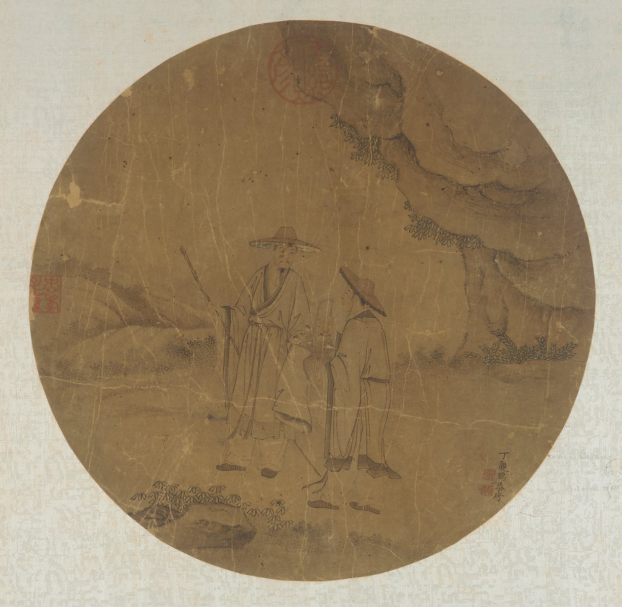 Manzara: iki figür, Qing hanedanı, 18. yüzyıl. by Ding Guanpeng