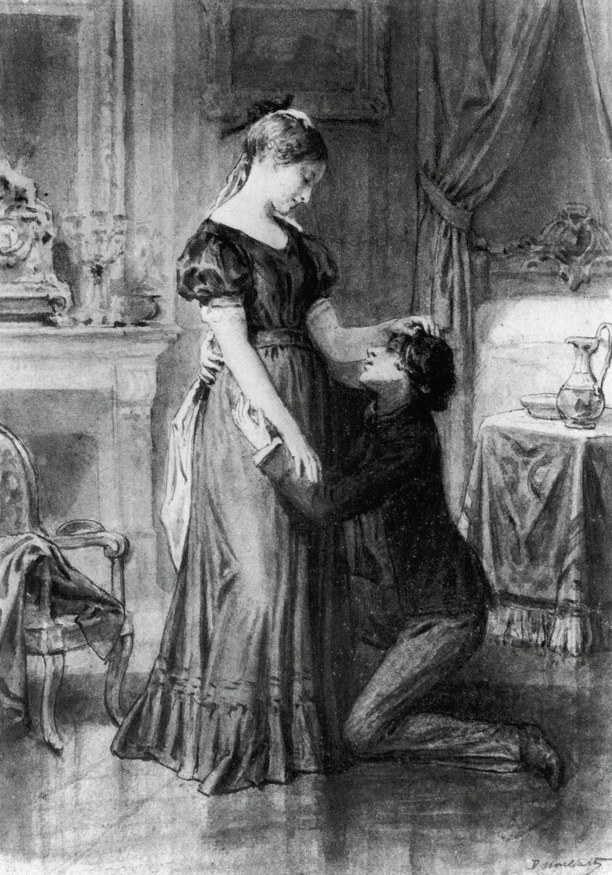 Alfred de Musset'nin (1810-1857) romanı Yüzyılın Çocuğunun İtirafı için İllüstrasyon, Diogene Ulyssee Napoleon Maillart'ın (1840-1926) çizimlerinden sonra gravür by Diogene Ulysse Napoleon Maillart