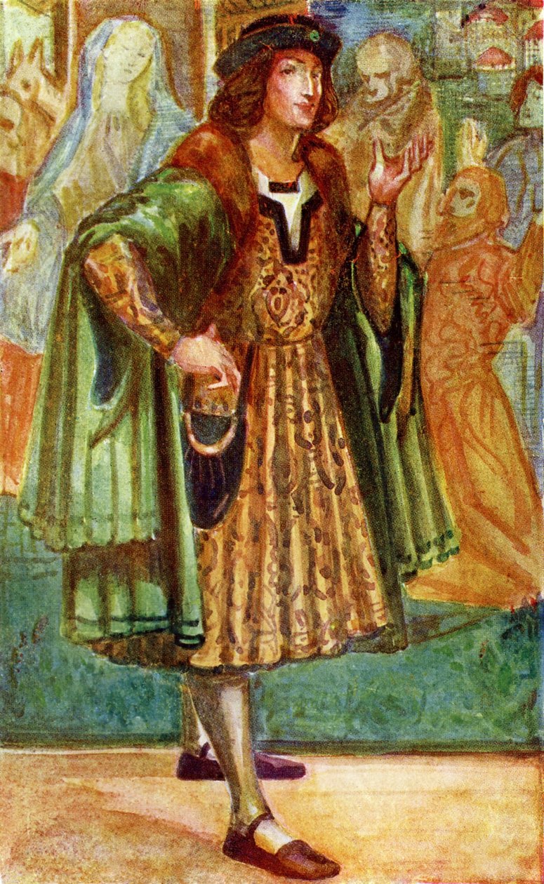 Edward IV (1461-1483) döneminde kadın kostümü by Dion Clayton Calthrop