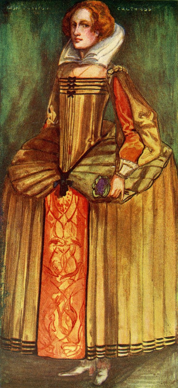 Woman s costume in reign of Elizabeth I (1558-1603) by Dion Clayton Calthrop